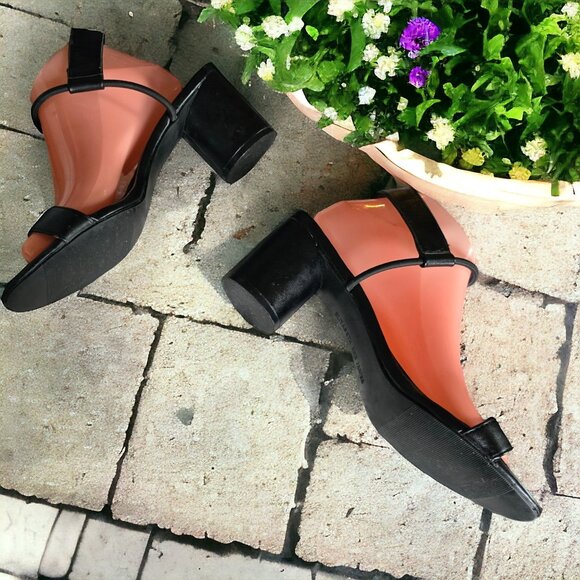 ELIZABETH & JAMES  (8.5) CALENDULA Round 2 1/2" Strappy High Heel in Black - Picture 5 of 13